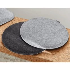 Blitzangebot 🔔 2er Pack Stuhlkissen Sitzkissen Ø Ca. 35cm Filzimitat Mit Schaumfüllung Anthrazit / Silbergrau Zum Wenden ✔️